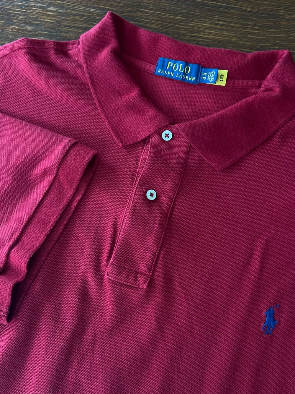 Polo Ralph Lauren Big & Tall 3XB Iconic Mesh Polo Shirt Burgundy Wine Red Cotton